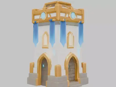 Fantasy Medieval Tower 3D Model Low-poly 3D model