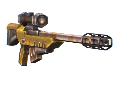 LowPoly Cartoon Sci-Fi Sniper Rifle Future Low-poly 3D model