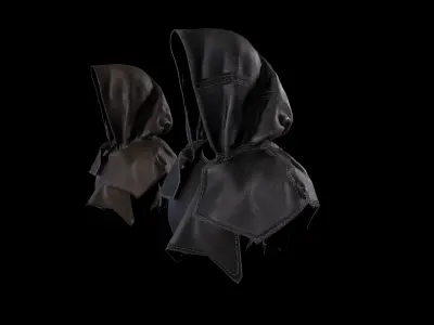 medieval hood cloak pack Low-poly 3D model