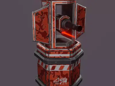 Barrel turret Low-poly 3D model