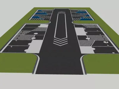 Modern Outdoor Parking Lot with Road Markings 3D model