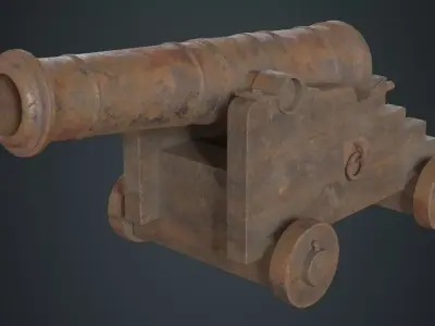 Vessel Cannon 1C Low-poly 3D model