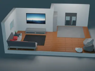 3D Living room model Free 3D print model