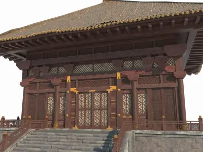 Asian ancient architecture palaces and side halls 3D model