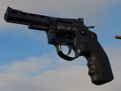 Revolver Low-Poly Game-ready Rigged Realistic Low-poly 3D model