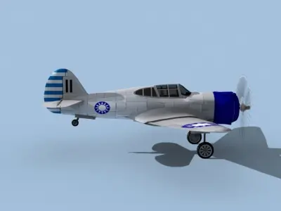 Curtiss H-75C Mohawk V13 China 3D model