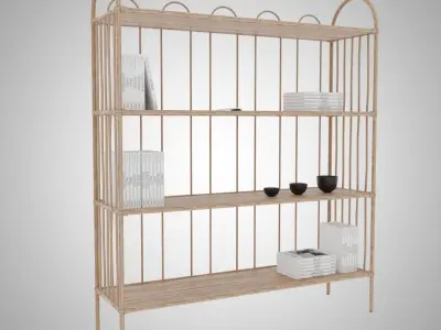 Bamboo Bookcase Free 3D model