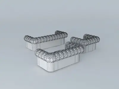 couch three sofas Free 3D model