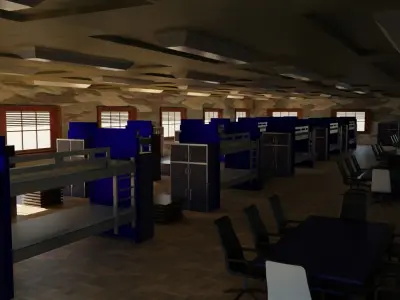 Military Dormitory Low-poly 3D model