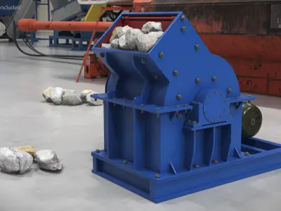 Industrial Belt Hammer Mill with Stones 3D model