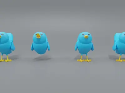 Twitter Social Media Mascot  3D model