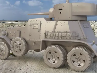 BA 6 Armored Car Clay Vray 3D model