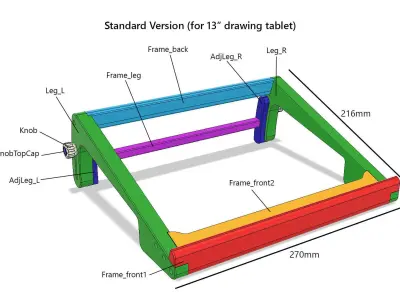 Adjustable Drawing Tablet Stand with custom commercial license 3D print model