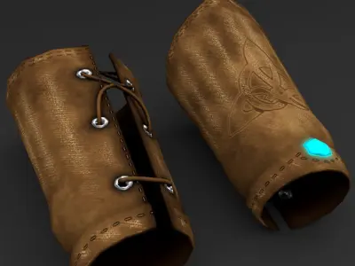 Bracers leather gloves - leather gloves Free low-poly 3D model