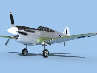 Curtiss P-40F Tomahawk V10 RAAF 3D model