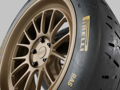 Kansei Corsa Rims with Pirelli P Zero RA Soft Tires 3D model