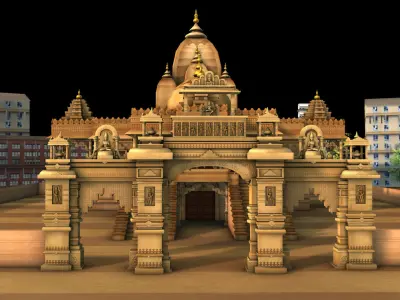 JAIN MANDIR TEMPLE with huge gate 3D model