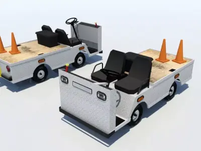 Ground service flat cart airport Low-poly 3D model