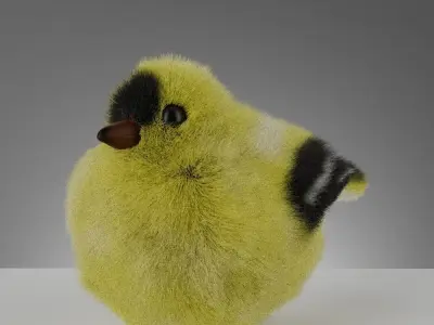 Cute Fluffy Toy Birds 3D model