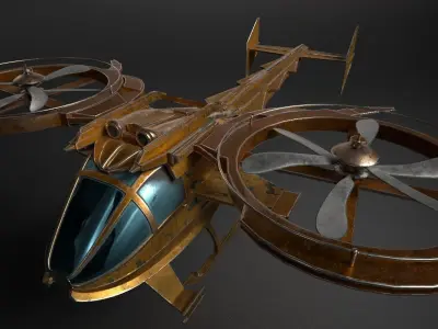 Helicopter twin rotorcraft 3D model