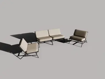 Outdoor Chair Set 3D model