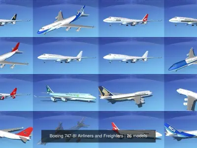 26 Boeing 747-8I Airliners and Freighters 3D Model Collection