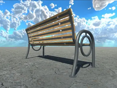 Bench wooden in desert Free low-poly 3D model