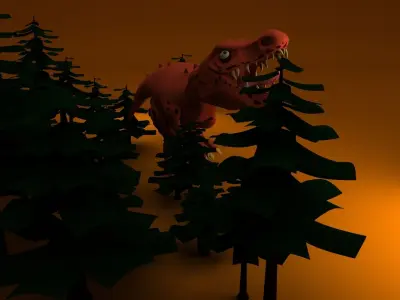 Dinasour Low Poly animated t - rex 3D model