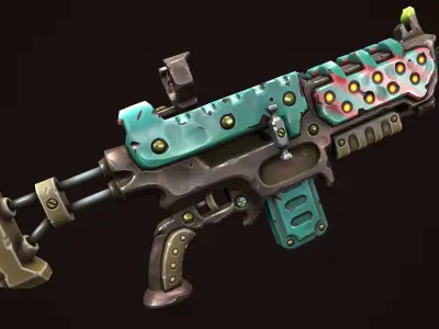 Combat assault rifle Low-poly 3D model