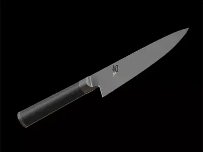 Shun Chefs Knife steel brushed Low-poly 3D model