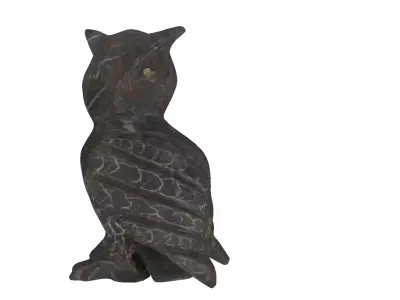 Dark marble statue of a owl 3D model