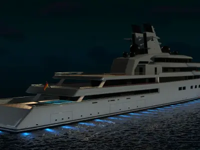 Lurssen Alibaba Superyacht Night Scene 3D model