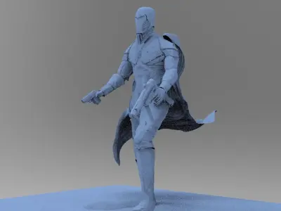 Sci-fi armored warrior with guns 3D model