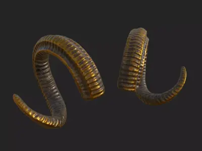 Golden Ram Horn CGI model 3D model