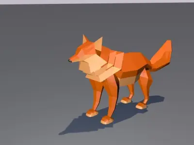 Lowpoly Wolf polygonal fox 3D model