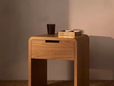  Modern Wooden Side Table 3D Model Free low-poly 3D model
