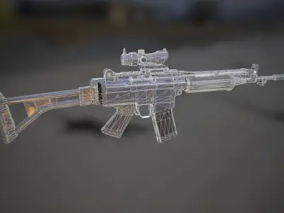 FN Style NATO Rifle with Scope Low-poly 3D model