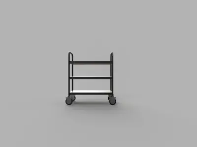 Free Trolley Wood and Stainless Steel Free 3D model