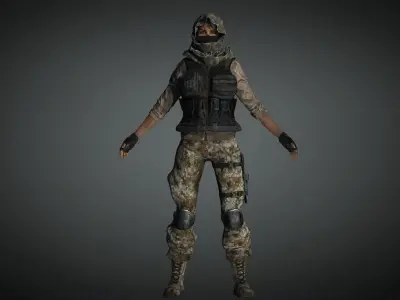 AAA Military Female Character 01 Low-poly 3D model
