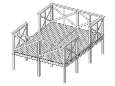 BOARDWALK STRUCTURE IN FIBER GLASS MATERIAL 3D model