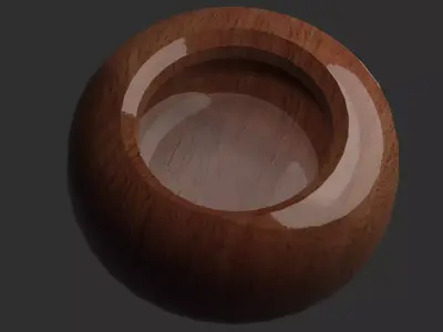 Bowl in ancient style dark wood material  Low-poly 3D model