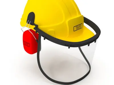 Safety Helmet with Face and Ears Cover Glass 3D model