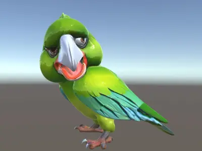 Vibrant Parrot Model Pack for Animation and Games Low-poly 3D model