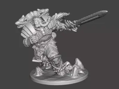 6MM SCALE WOLF CHIEFTAIN MINIATURE MODEL SCIFI OR FANTASY GAMES 3D print model