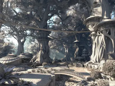 A Village In The Trees 3D model