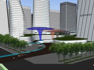 15 COMMERCIAL BUILDING CLUSTER AROUND CITY 3D model