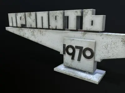 Pripyat City Sign Game-ready Low-poly 3D model