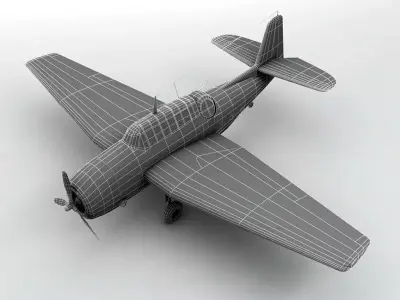 Grumman TBF Avenger Aircraft WWII Low-poly 3D model