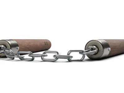 Nunchaku or Nunchuck made of Wood and Steel Low Poly 3D Model Low-poly 3D model