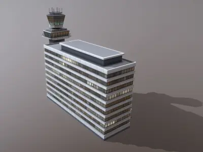 Control Tower EHAM Building Tower Amsterdam Airport Schiphol Low-poly 3D model
